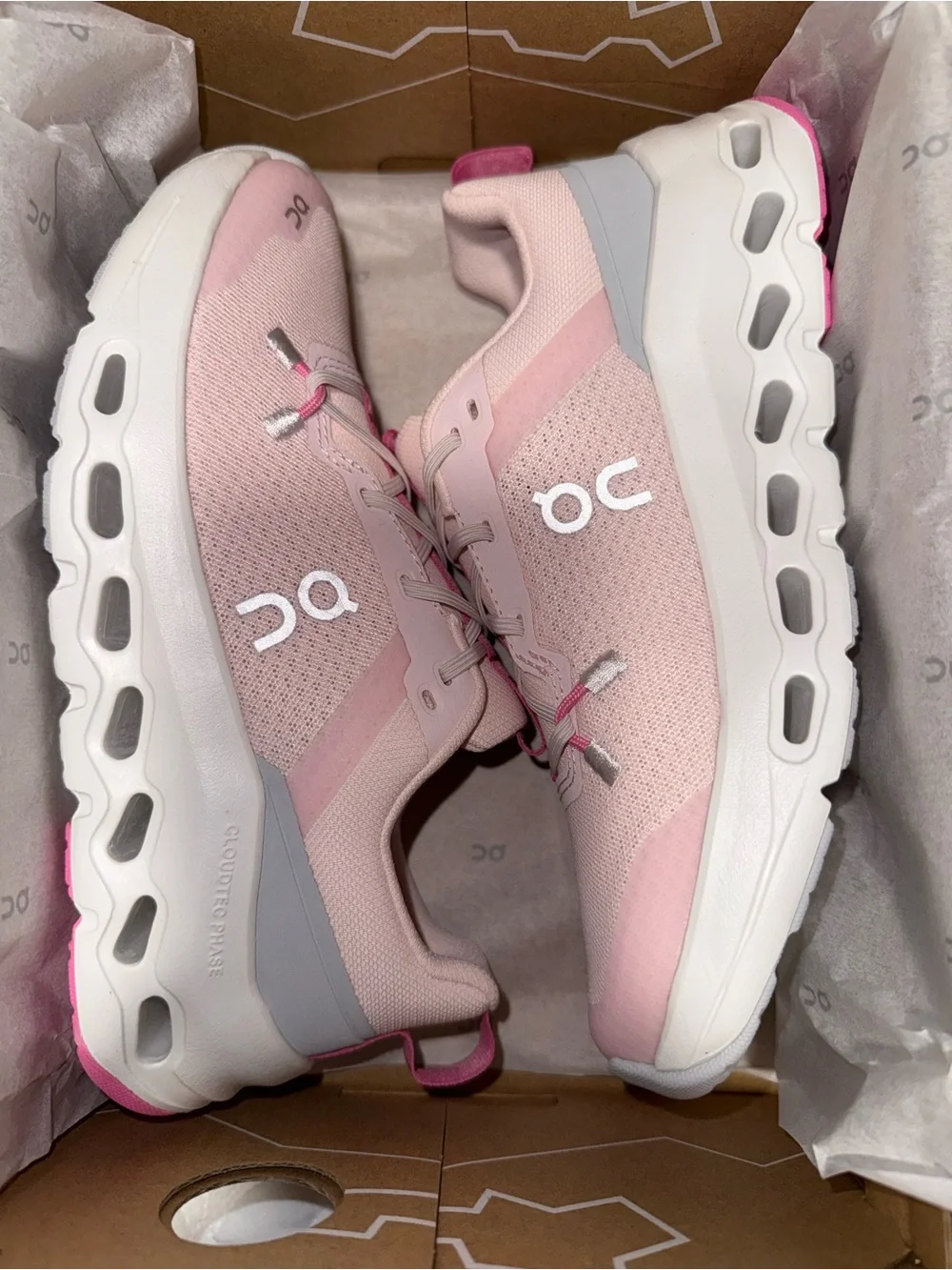 On Running Pink and White Kids' Cloudswift Sneakers